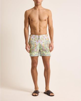 Orlebar Brown Bulldog Mid-Length Classic Fit Swim Shorts With Fairground Print in Multi/pink at Nordstrom, Size 33