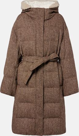 Brunello Cucinelli Shearling-trimmed wool-blend down coat