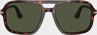 Persol Men & apos;s Double-Bridge Acetate Aviator Sunglasses