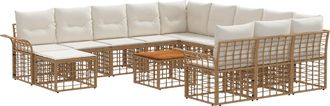 vidaXL Conjunto De Sof&aacute;s De Jard&iacute;n 13 Uds. Natural Y Crema Vidaxl