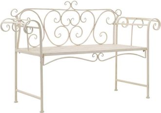 vidaXL Vidaxl - Banco De Jard&iacute;n Metal Blanco Envejecido 132 Cm