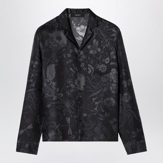 Gucci Black silk twill bowling shirt with print