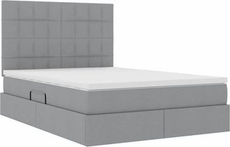 vidaXL Bed with LED Strip Lights Light Grey 140 x 190 cm Fabric vidaXL
