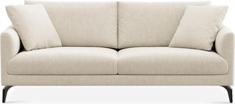 Castlery Lena Sofa Customized, Performance Linen Weave, Cream, Matte Black Legs, Spill Resistant, Removable Covers for Sofas by Castlery