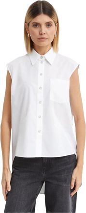 Helmut Lang Sleeveless Apex Tail Shirt - Dames - Overhemden - Wit - XS - Katoen - Overhemden