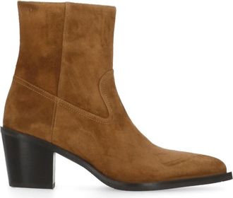 Stuart Weitzman Bruine Su&egrave;de Leren Pijl Teen Laarzen - Dames - Laarzen met Hak - Bruin - 36 1/2 EU - Su&egrave;de - Schoenen