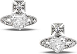 Vivienne Westwood Ariella Heart Crystal Platinum Earrings