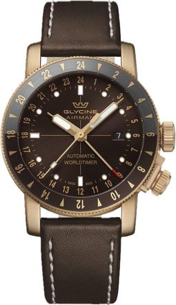 Glycine Mens Airman Contemporary Bronze GMT 44mm Automatic Watch