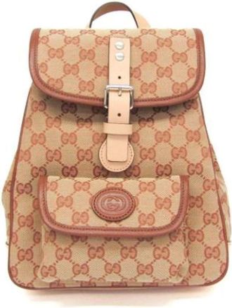 Gucci Pre-owned Backpacks, female, Beige, Size: ONE SIZE Pre-owned Canvas Backpack