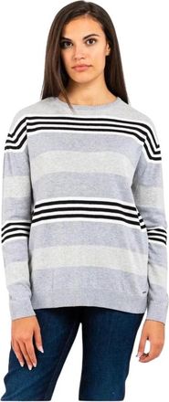 Gas Round-neck Knitwear, female, Multicolor, Size: XS Cotton Sweatshirt with Ribbed Trims