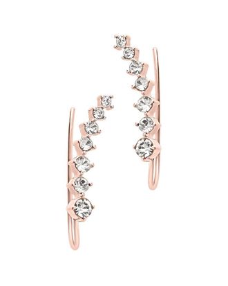 Sterling Forever 14K Rose Gold Plated Cz Graduated Crawler Earrings