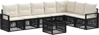 vidaXL Conjunto De Sof&aacute;s De Jard&iacute;n 8 Uds. Negro Rat&aacute;n Sint&eacute;tico Vidaxl
