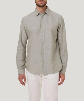 Pierre Cardin Langarmhemd PIERRE CARDIN TW 106, Herren, Gr. XXL, N-Gr, gr&uuml;n (dusty olive), Web, Obermaterial: 65% Baumwolle, 35% Leinen, Hemden Langarmhemd, mit Lei