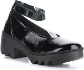 FLY London Tiry Ankle Strap Pump in 007 Black Nappalak at Nordstrom Rack, Size 7-7.5Us / 38Eu