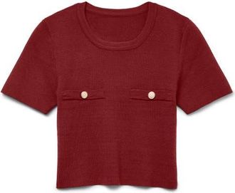 Vero Moda Kristen Short Sleeve Sweater in Syrah at Nordstrom, Size X-Large