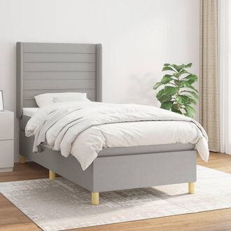 vidaXL Vidaxl - Cama Box Spring Con Colch&oacute;n Tela Gris Claro 90x190 Cm