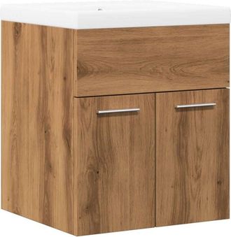 vidaXL Juego De Muebles Ba&ntilde;o 2 Piezas Madera Ingenier&iacute;a Roble Artisan Vidaxl