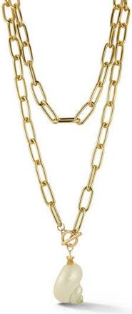 Sphera Milano Faux Pearl Shell Layered Necklace in Gold at Nordstrom Rack