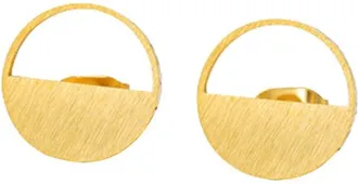 Generic Hollow Semicircle Stainless Steel Earrings for Women Cute Stud Earrings Simple Geometric Base Earing Gifts Minimalist Jewelry Professional and Fashion