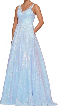 Colors Dress V-Neck Ball Dress In Light Blue