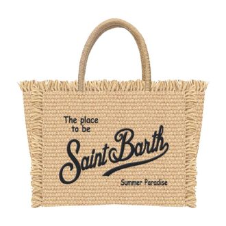 MC2 Saint Barth Tote Bags, female, Yellow, Size: ONE SIZE Straw and Shoulder Strap Vanity Bag
