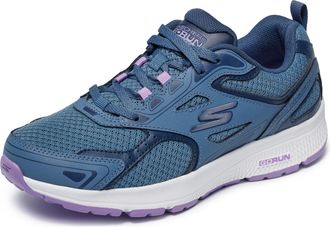 Skechers GO RUN CONSISTENT, Womens Go Run Consistent Slip On Trainers, Blue (Blue Leather/Synthetic/Purple Trim/Textile Blpr), 5.5 UK (38.5 EU)