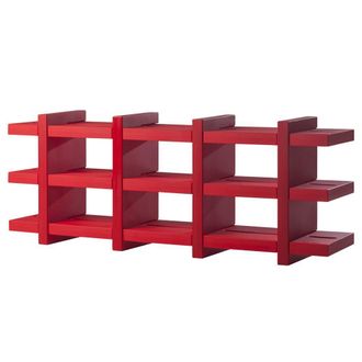 Slide Booky Rosso Fiamma - Grande Originale Slide Libreria Autoportante Libri Colorata Polietilene Soggiorno Casa Made In Italy Scomparti Ripiani