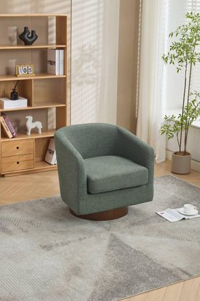 Living and Home 360&deg; Swivel Upholstered Barrel Accent Chair Armchair in Green