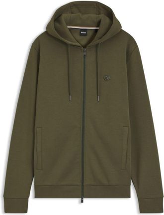 BOSS Cotton-blend zip-up hoodie with Double B monogram