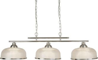 Searchlight Searchlight Bistro - 3 Light Ceiling Pendant Bar Satin Silver, White with Glass Shades, E27