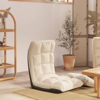 vidaXL Vidaxl - Silla De Suelo Plegable De Tela Crema