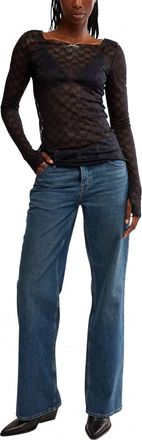 Free People From Me To You Bow Pattern Lace Top In Black