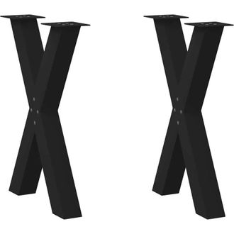 vidaXL Vidaxl - Patas Para Mesa De Comedor En Forma De X (2 Unidades), Color Negro, 60 X (72-73) Cm, Acero