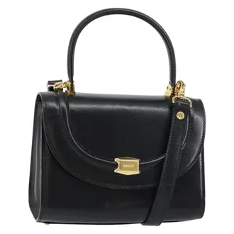 Bally Vintage Leather Black Leather Handbag (Pre-Owned)