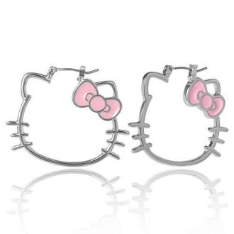 Hello Kitty Silhouette Hoop Earrings in Silver at Nordstrom