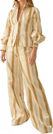 Sandy Liang Regina Stripes Suit Set In Bronze