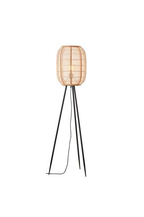 Netlighting Zaire Complete Floor Lamp Natural Linen Natural Bamboo Matt Black in Brown