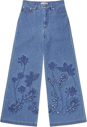 Munthe Wide Jeans - Dames - Loose Fit Jeans - Blauw - L - Jeans