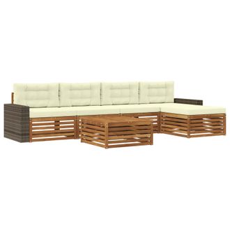 vidaXL Conjunto De Sof&aacute;s De Exterior 6 Pcs Natural Y Crema Vidaxl