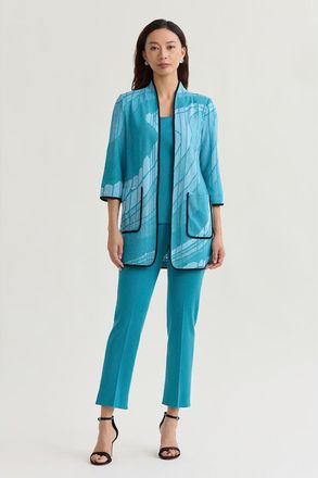 Ming Wang Heritage Geoprint Jacquard Knit Jacket in Serene/nebula/white/black at Nordstrom, Size X-Large