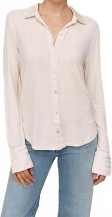 Bella Dahl Mixed Button Down Shirt In Winter White
