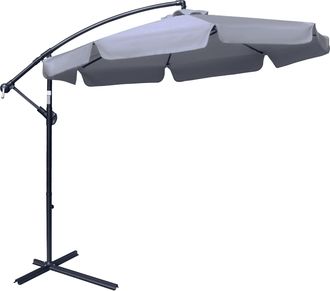 OUTSUNNY 2.7m Garden Cantilever Banana Parasol Sun Shade w/ Crank - Dark Grey | TJ Hughes