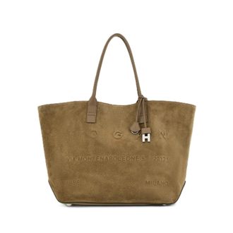 Hogan Suede Leather Base Embossed Tote Bag