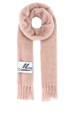 【関税&送料込】Marni Dark Pink Alpaca Blend Scarf Deep blue brushed alpaca scarf with fringes | Marni