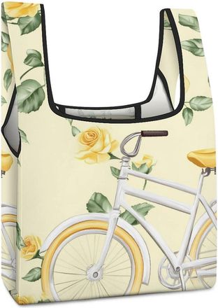 Generic Roses Bicycle Shopping Bag Reusable Grocery Tote Bag Foldable Handbag for Travel Picnic
