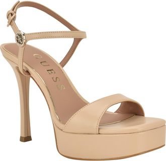Guess Hendora Ankle Strap Platform Sandal in Light Natural at Nordstrom, Size 8.5