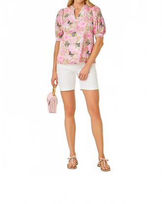 Lilly Pulitzer Brinelle Short Sleeve Top In Pistachio Macaron Bees Knees
