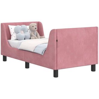 vidaXL Toddler Bed Frame with Headboard Pink 70 x 140 cm Velvet vidaXL
