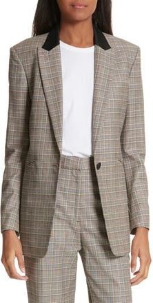 Rag & Bone Ridley Glen Plaid Wool & Cotton Blazer in Black/Ivory at Nordstrom Rack, Size 2