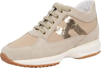 Hogan Interactive H Micro Paillettes - Dames - Sneakers - Beige - 37 EU - Leer - Schoenen